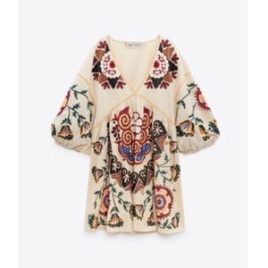 Zara LINEN BLEND PRINTED DRESS